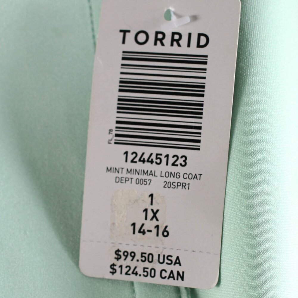 Torrid Mint Green Minimalist Longline Coat - NWT - Size 1 - Picture 6 of 8